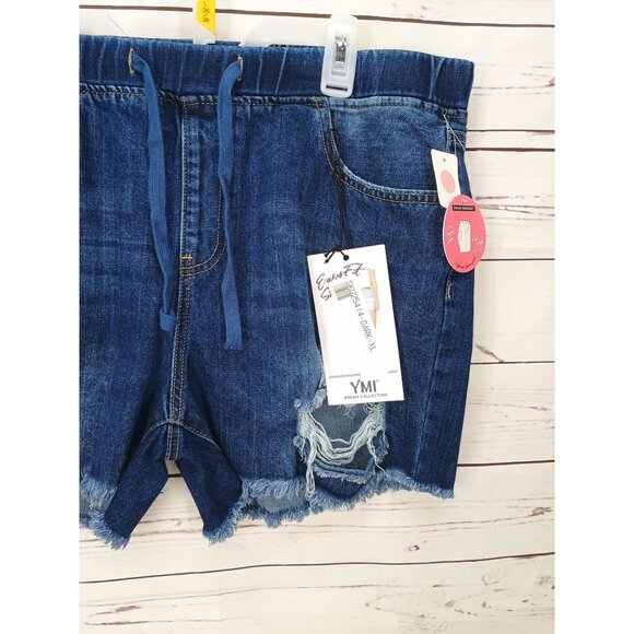 YMI Dream Collection Easy Fit Distressed Denim Shorts XL NWT - Picture 5 of 12